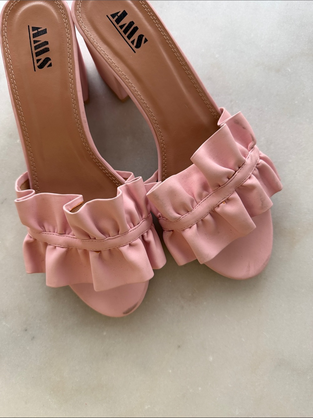 Pink Ruffle Slide Heels - Picture 5 of 7